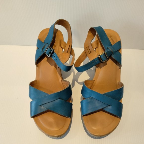 Almost NWOT Kork Ease Ava 2.0 Wedge Sandal Turquoise Blue with Cork 10 42 - Picture 3 of 10